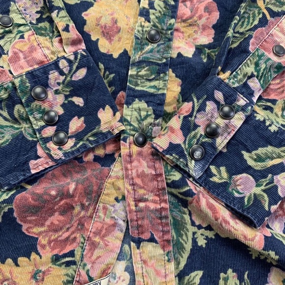 Denim & Supply Ralph Lauren Floral Button Down Shirt - Blue and Pink - Picture 6 of 7